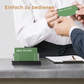 AITEE Business Card Holder for Desk: Pack of 4 Clear Acrylic Business Card Stand, Business Card Stand Holds 60-80 Business Cards for Trade Show Booth Department Store Counter Office