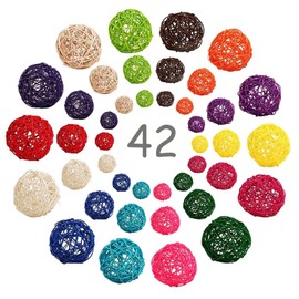 42 Pieces Rattan Ball Bird Toys, Bird Parrot Chewing Toys, Pet Biting Ball Toys, Suitable for DIY Accessories, Crafts Hanging, Vase Filling, Party and Wedding Decorations, etc. 1.2 Inches