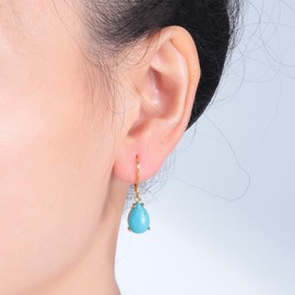 CiNily Leverback Dangle Drop Earrings for Women 14K Gold Plated Turquoise Teardrop Earrings Hanging Lever Earrings Summer Fashion Jewelry