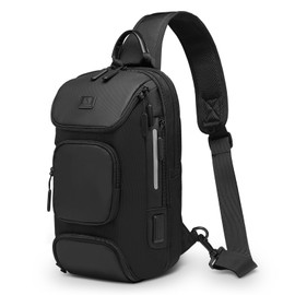 SUIKIHUM Sling Bag for Men with USB Charge Port 11", Black