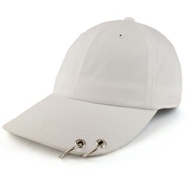 Trendy Apparel Shop Two Rings Pierced Plain Cotton Unstructured Adjustable Dad Hat - White