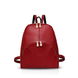 NICOLE & DORIS Women's Backpack Casual Backpack for Women Waterproof Handbag for Women Backpacks Faux Leather, red, Classic