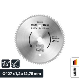 kwb 127 x 12.75 mm Circular Saw Blade, Made in Germany, Ultra-Fine Cuts, Suitable for Wood Panels, Profile Wood, and Softwood