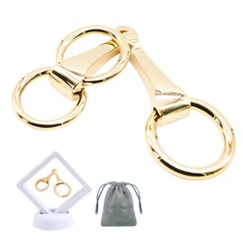 Qvunwlin Horsebit Scarf Ring Belt Buckle, Vacuum Plated Stainless Steel Equestrian Eggbutt Neck Belt Accessory for Women, Gold+pe, One Size