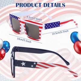 Shyyween 12 Pack American Flag Sunglasses Bulk Patriotic Plastic USA Independence Day Glasses for 4th of July Party Supplies