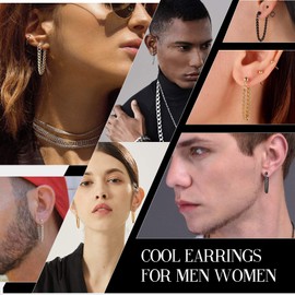 Cool Gold Chain Earrings Chic Stainless Steel Kpop Dangly Mens Dangle Earrings For Men Women