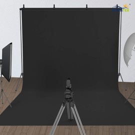 ISSUNTEX 9X15 ft Background Polester Backdrop, Photo Studio, Collapsible High Density Screen for Video Photography and Television-Black