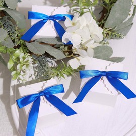 Decoration for All Occasions 50 Royal Blue 3" Pre Tied Satin Ribbon Twist Tie Bows Birthday Favor Decorations DFAO-1-Z8541