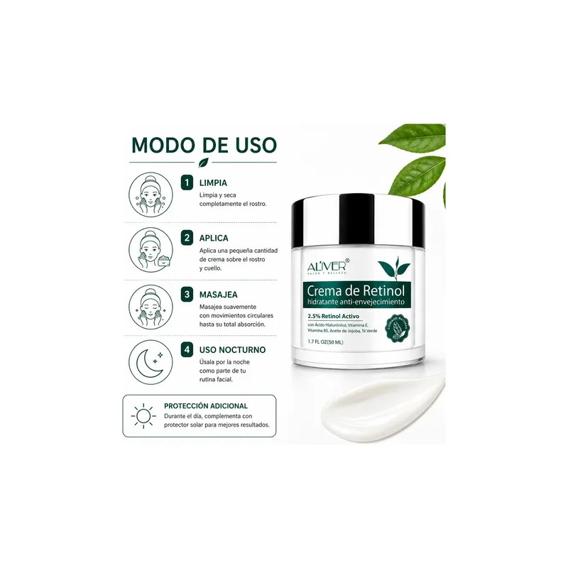 Crema Retinol 2.5% Hidratación Y Luminosidad Piel 50 Ml