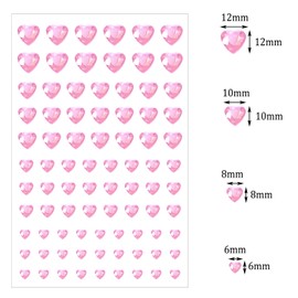 Shapenty 4 Sizes 6mm 8mm 10mm 12mm Acrylic Heart Rhinestones Stickers Crystal Gems Stickers for Valentine’s Day Wedding Decoration DIY Craft Nail Face Makeup Card Jewelry Making, 336PCS (Pink)