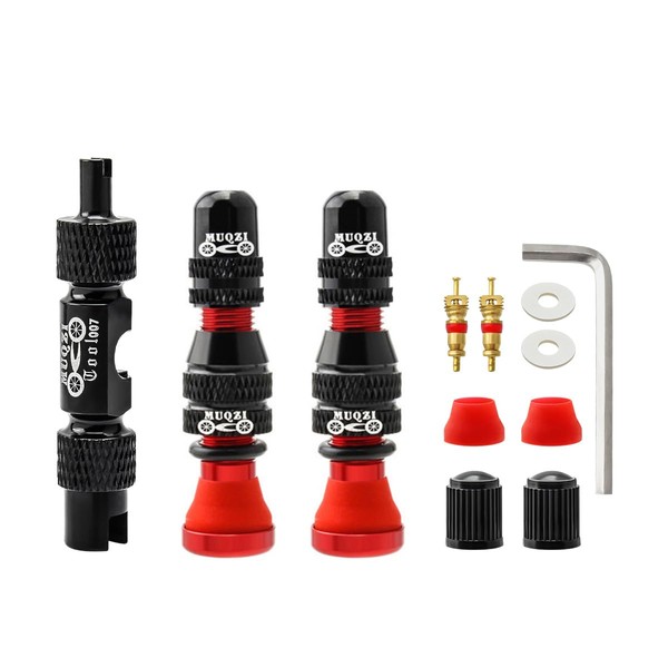 MUQZI Tubeless Schrader Valve Stem Kits - Alloy 40mm Bike