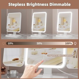 YGGPOQO Lighted Makeup Mirror with 75 LEDs, Rechargeable Vanity Mirror with 1X/2X/3X/10X Magnification, 3 Color Modes & Touch Dimming, Portable Folding Mirror for Travel Desk, Gifts for Women & Girls