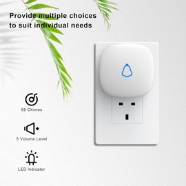 METAK Door Chime, Wireless Door Open Contact Sensor Alarm with 500 FT Range, 58 Chimes and 5 Volume Levels for Business/Store/Home/Office When Entering, 1 Transmitter + 1 Plug-in Receiver