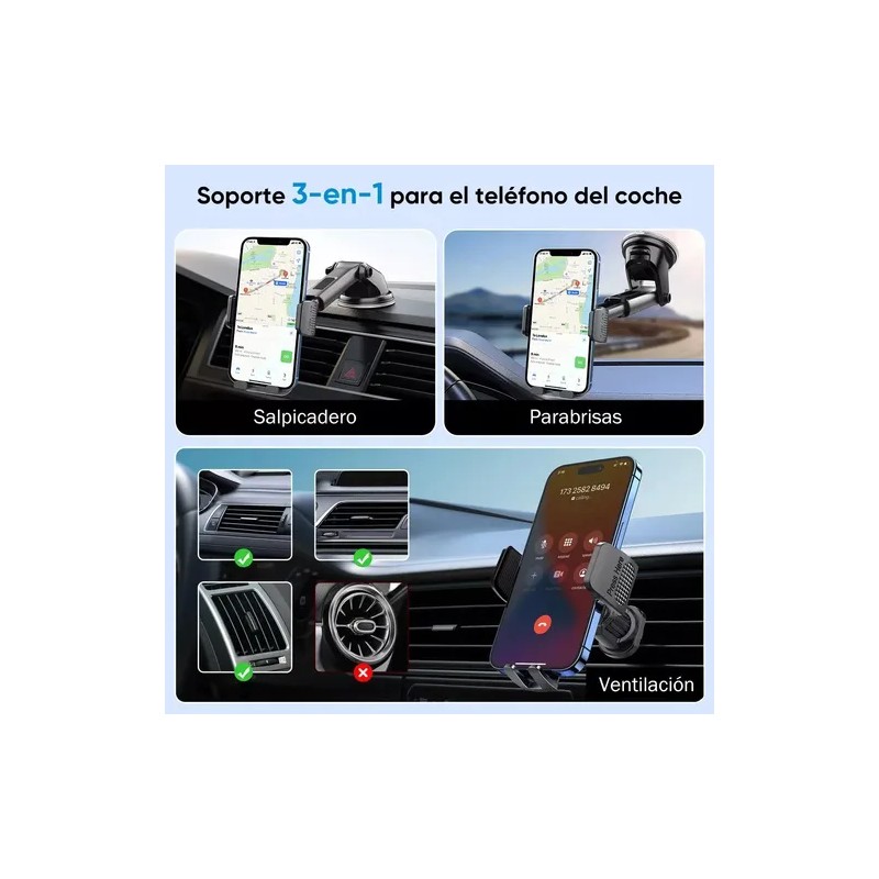 Soporte Celular Auto Con Ventosa Y Clip Para Ventila