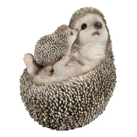 Ebros Gift Lifelike Realistic Cuddle Time Baby Hedgehog with Mother Lying On Its Back Resin Figurine 6" Long Rustic Spinal Mammal Hedgehogs Animal Taxidermy Decorative Model Sculpture