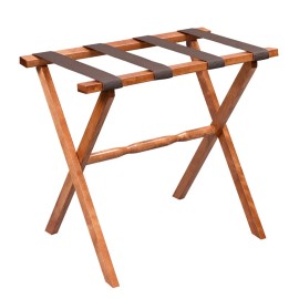 Homeroots Hotel Light Walnut Folding Luggage Rack With Four Straps