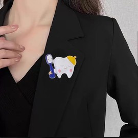 ONLYJUMP Dental Teeth Brooch Pins for Women Girls Cute Teeth Tooth Brush Enamel Brooch Summer Cartoon Health Logo Pins Dainty Medical Jewelry Gift (YELLOW)