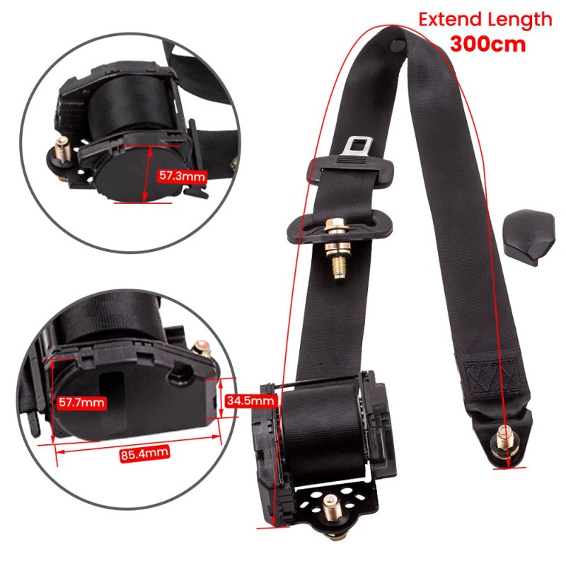 MaXpeedingrods Universal Adjustable Retractable Car Seat Belt 3 Point Safety