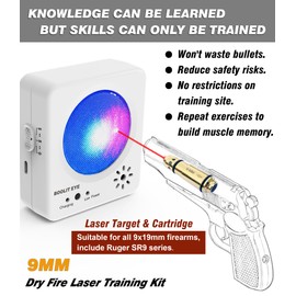 BOOLIT EYE 2nd Generation 380acp Dry Fire Training System, Laser Cartridge and Personal Electronic Target kit Safely Practice Steel Plate Sound and Flash Feedback