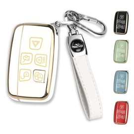 DEFIYEAR Car Key Cover for Range Rover - TPU Protection, Perfect Fit for Evoque & Discovery, White Keychain Accessory