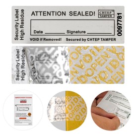 100PCS Tamper-Proof High-Residue VOID Security Labels/Anti-Counterfeit Seals/One-Time Use Protects Product Authenticity/High Security/Suitable for Various Packaging(0.8*2.4inch/Writable/Serial number)