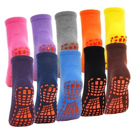 SkiBeaut Non Slip Women Socks Anti Skid Woman Yoga Grips Socks with Gripper Pilates Ballet Barre Slipper Sticky Lady Socks 10 Pairs,US/CA Women Size 8-10
