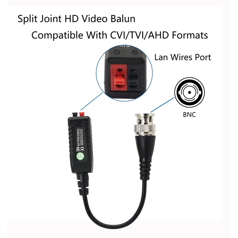 YACSEJAO Video Balun HD-CVI TVI AHD Passive Connector BNC Video