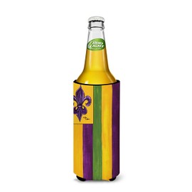 Caroline's Treasures 8137MUK Mardi Gras Fleur de lis Nation Ultra Beverage Insulators for slim cans, Slim Can, multicolor