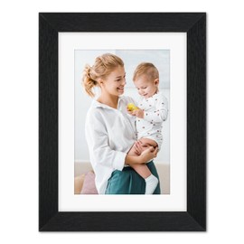 AEVETE 5x7 Picture Frames Black with 4x6 Mat for Wall Tabletop Display
