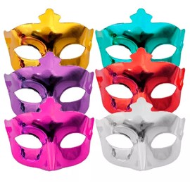 Lecute 12 Antifaces Metalicos Varios Colores Mascara Ojos Plastico Antifaz Fiesta Tematica Disfraz Elegante Carnaval Evento Festival Batucada Venecia Disfraces Mascarilla Renacimiento