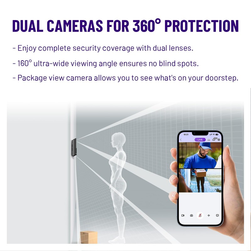 Wireless Video Doorbell w/Smart Lock Set - Incl. Chime, Dual
