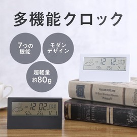 Smile Mode Thermometer/Hygrometer Included, Desk Clock, Alarm Clock, Calendar, Stylish, Thermometer, Hygrometer, Time, Date, Day Display, Alarm, Snooze Hourly Signal, Digital, Lightweight, Approx. 2.8