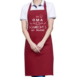 FUKPO Women's Apron, Adjustable Cooking Apron, Cotton Waterproof Aprons with 2 Pockets, Washable Red Kitchen Apron, Women Baking BBQ Apron, Grandma Gift, Mother's Day, Birthday Day, Christmas, red