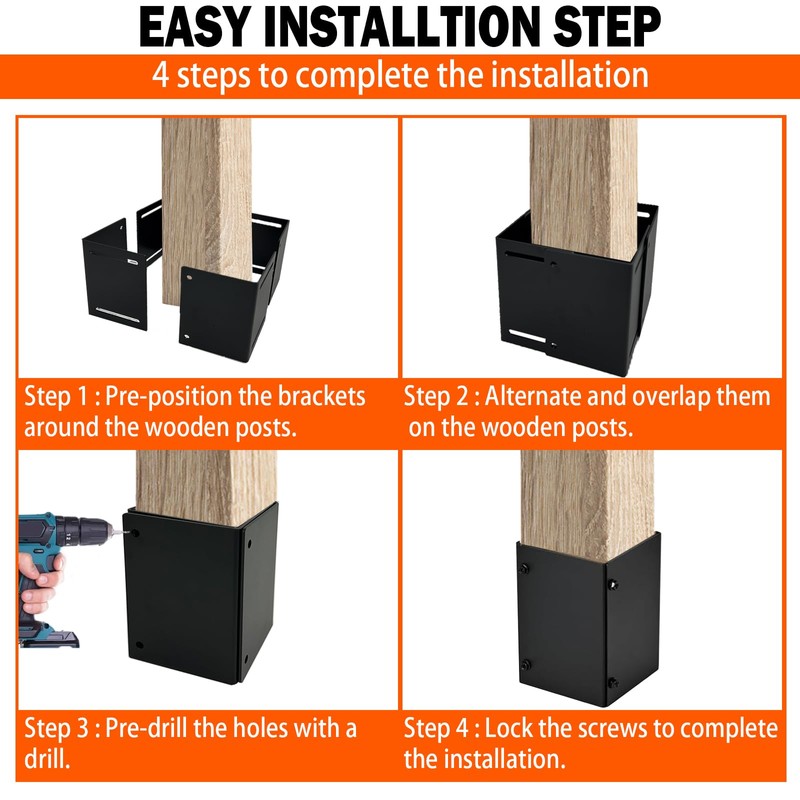 ITeVe.GD Post Base Protectors 1Pack,Adjustable(Range 3.3-6 in) Protects Wood Column
