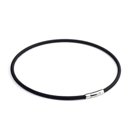 Leather necklace for men and women - smooth genuine leather - stainless steel clasp for easy and secure clic made of stainless steel - 3 mm black cord for pendants - various sizes., Leather, black