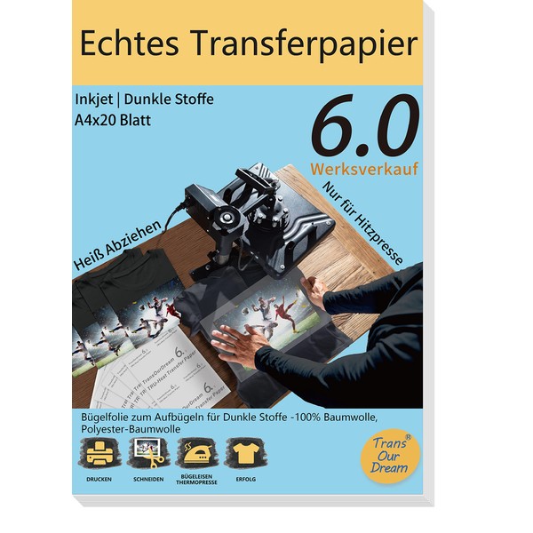 TransOurDream Real Inkjet Transfer Film, Iron-On Film for Dark Textiles,