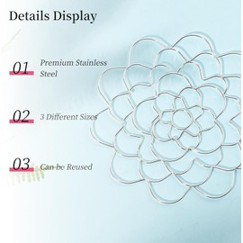 Floral Grid for Arrangement,3Pcs Flower Lid Arranger, Floral Flower Grid Stainless Steel Lid Metal Flower Insert Lid Flower Arrangement Holder,Flower Stem Holder, Stainless Steel Flower Frog,Silver