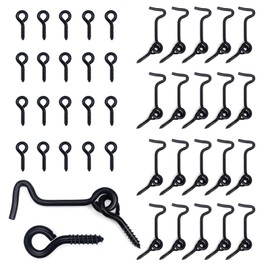 Koceci 20 Pack 2 in Black Hook and Eye Latch, Carbon Steel Gate Latch, Swivel Window Latch, Small Hook and Eye Latch with Mounting Screws for Sliding Door, Barn Door, Gate, Wood Door (Black)