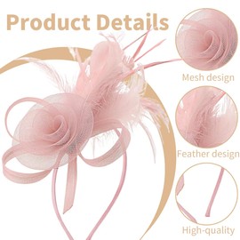 Tomedeks Pink fascinators for women, Fascinator headband, Baby pink fascinator