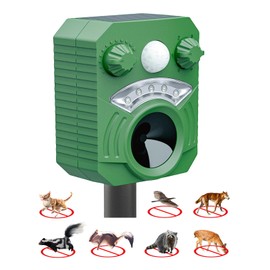 Solar Ultrasonic Animal Repellent Outdoor with Motion Sensor,Waterproof Flash Light for Cat Dog Raccoon Coyote Repeller Armadillo Deer Squirrel Skunk Fox Deterrent Device