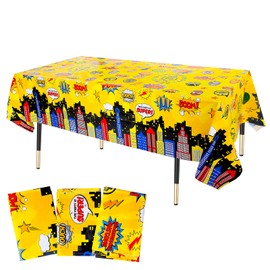 KRUCE 3 Pack Superhero Plastic Party Tablecloths,Superhero Plastic Table Cover,Superhero Theme Birthday Party Decorations,220 * 130cm