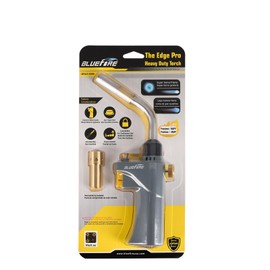 BLUEFIRE MRAS-8099 Auto Trigger Start Interchangeable Shrink Tube Heavy Duty Gas Welding Torch Head Adjustable Swirl Flame Portable Nozzle Fuel by MAPP MAP Pro Propane 1lb Tank Bottle (2 Tubes Kit)