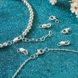 6Pcs 925 Sterling Silver Lobster Claw Clasps with Double Jump Rings Silver Necklace Clasps and Closure Metal Bracelet Clasps for Jewelry Making Accessories