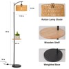 Boho Floor Lamp, Rattan Floor Lamp with Shelf, Bohemian Bamboo