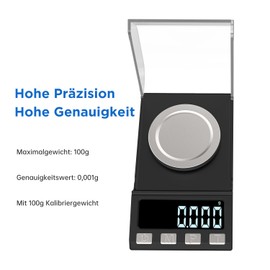 KUBEI 100g/0.001g USB Charging Milligram Scale, Precision Mini High Precision Gram Scale, Digital Scale, Letter Scale, Gold Scale, Fine Scale, Jewellery Scales with Calibration Weights, Tweezers