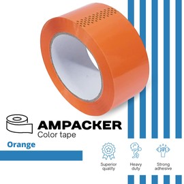 AMPACKER Heavy Duty Packaging Color Tape for Shipping,Packing and Moving 2" Wide x 2.0 Mil Thick -110 Yrd Roll -Acrylic Adhesive Tape for Box Sealing. (1 Roll, Orange, 2" Wide x 110 yds)