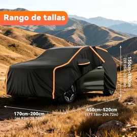 AUTODIAG 210D Cubierta para Auto SUV de Tejido Oxford(1964-2026),520x200x180CM Funda Impermeable con Forro ALGODÓN,Cremallera y Cintas Reflectante,Anti-UV,Anti-Nieve,Antiarañazos,Ideal para Exteriores
