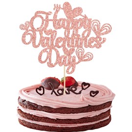 Ephlyn - Decoración para tartas de San Valentín, decoración para tartas de San Valentín, color oro rosa con purpurina, para el día de San Valentín, decoración de bodas, fiestas
