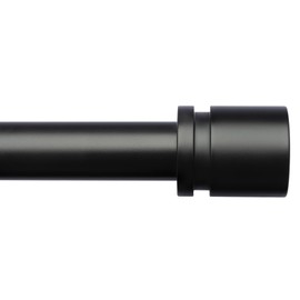 Byondeth Curtain Rods for Windows 16 to 170 Inches Adjustable Length 1 Inch Diameter Window Curtain Rod with Aluminium Finials, Black