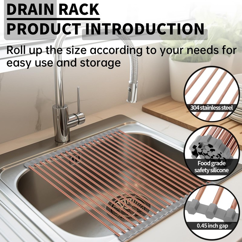 blueden 15.74" x 17"Large Roll Up Dish Drying Rack Over